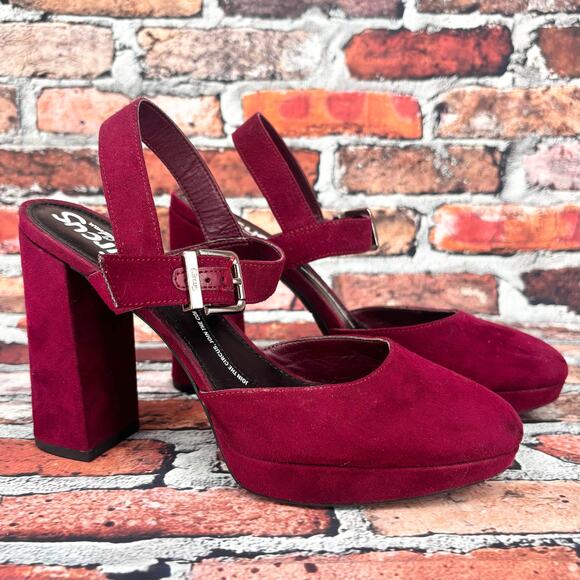 Circus by Sam Edelman Daniela Deep Berry Chunky Heels Size 6 - Picture 1 of 9